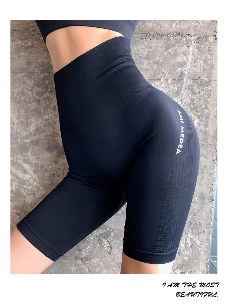 High Waist Peach Five-Point Yoga Pants